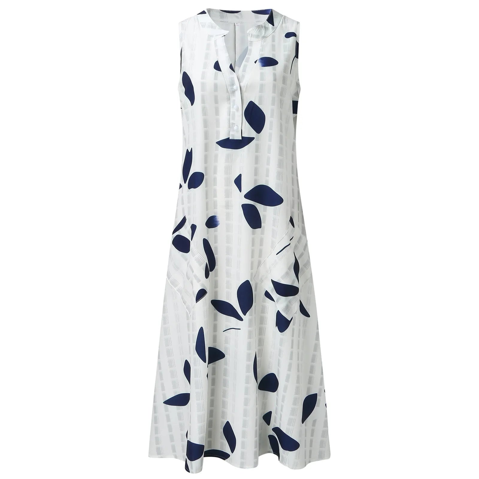 Tessa Leaf Print Maxi Dress – Stylish V-Neck Sleeveless Summer Outfit 5