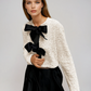 Textured Sequin Jacket with Velvet Bow Detail 0