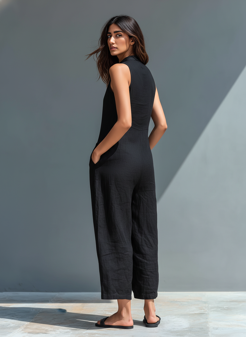 Thalia | Women's Sleeveless Mandarin Collar Jumpsuit 2