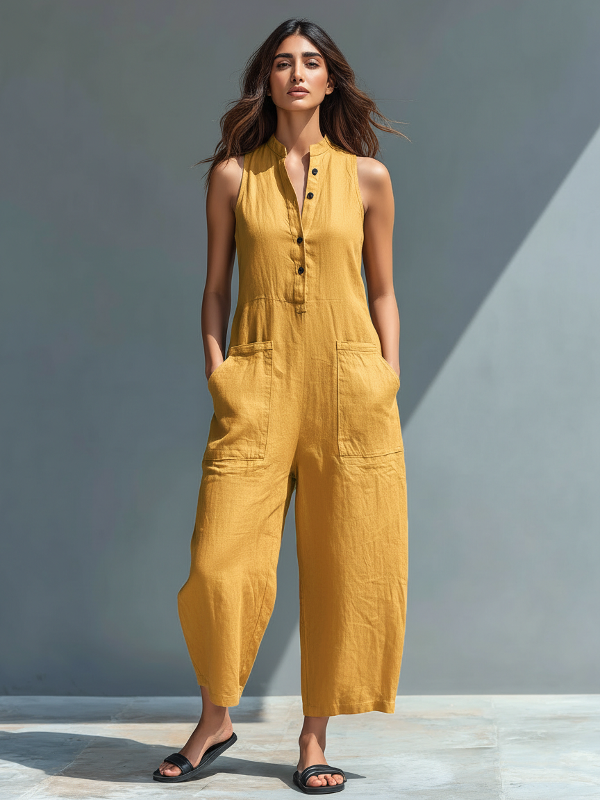 Thalia | Women's Sleeveless Mandarin Collar Jumpsuit 5