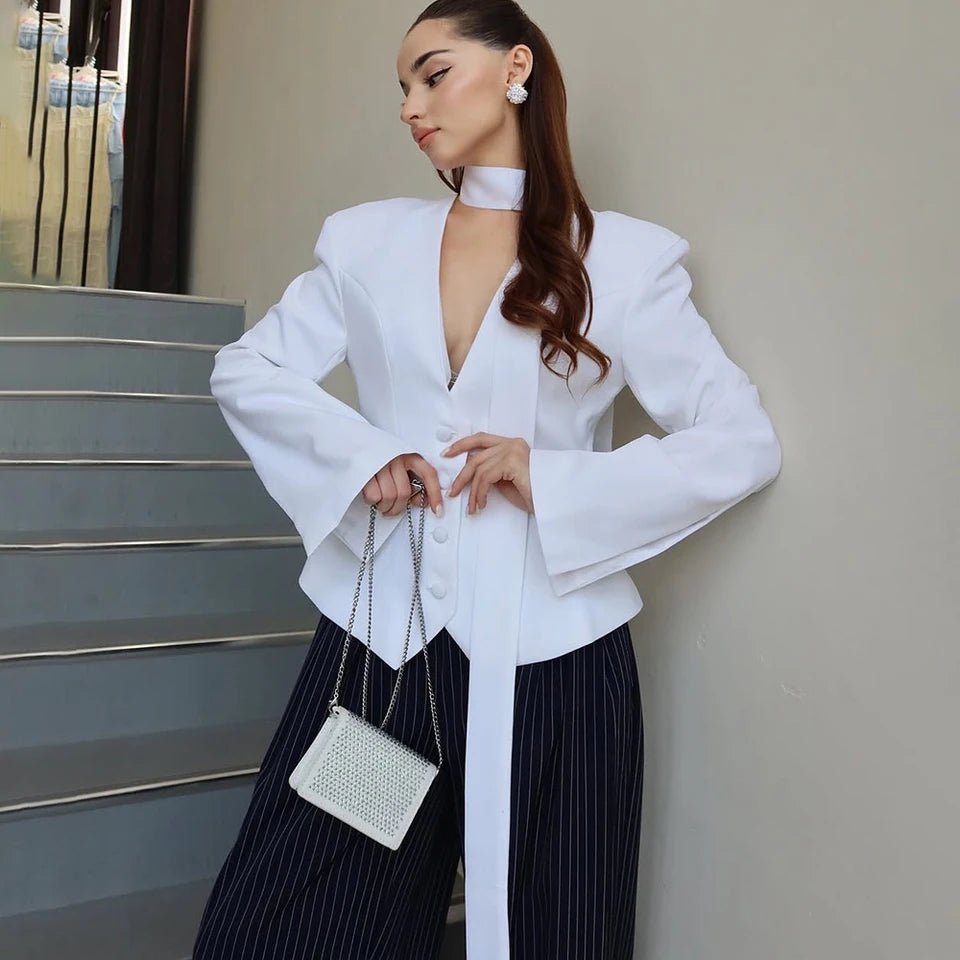 Tuularose Blazer Jacket – V-Neck Elegant Slim Fit 0