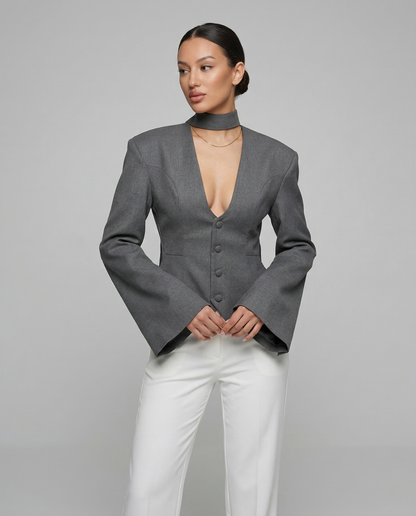Tuularose Blazer Jacket – V-Neck Elegant Slim Fit 1