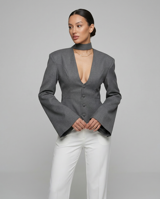 Tuularose Blazer Jacket – V-Neck Elegant Slim Fit 1