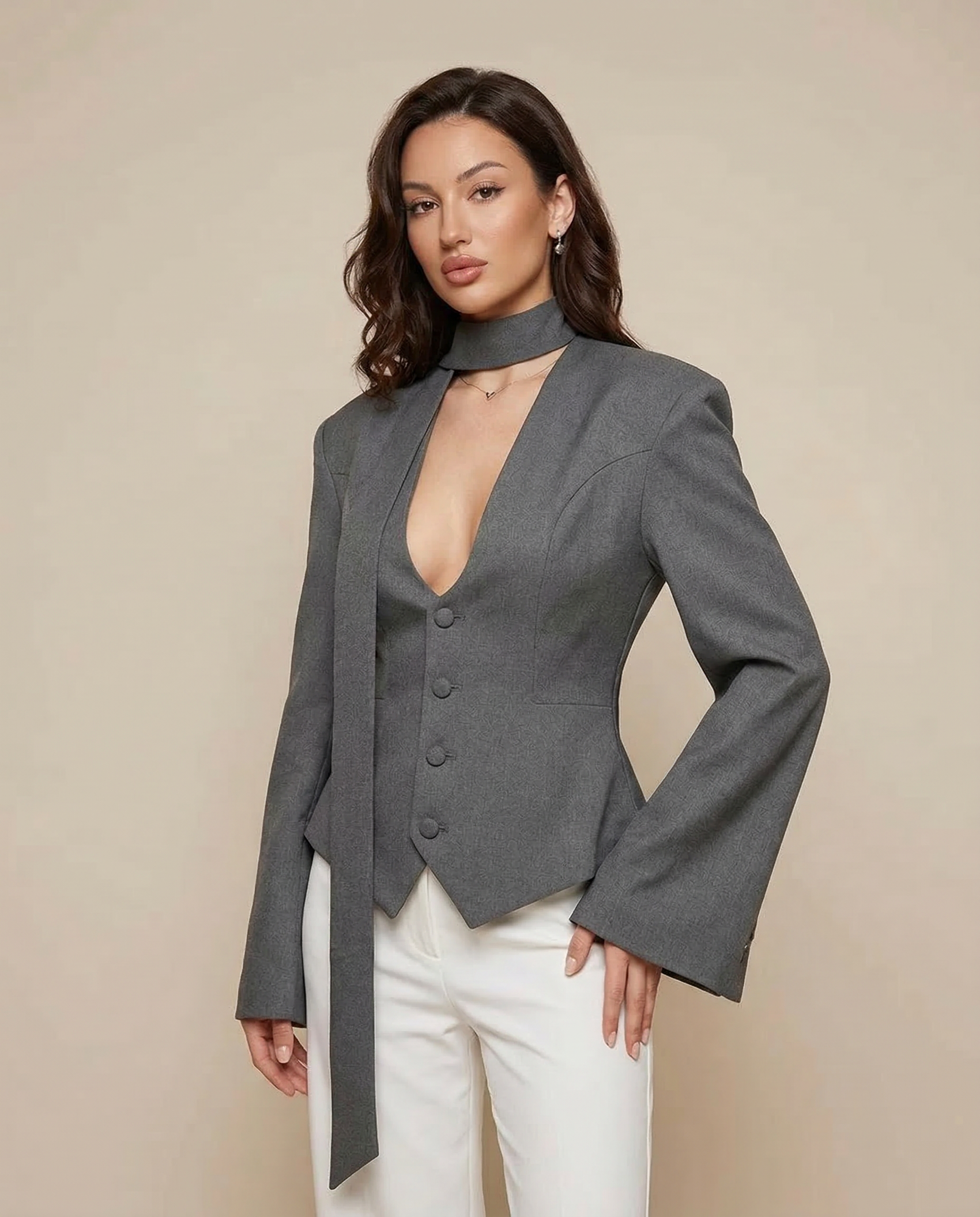 Tuularose Blazer Jacket – V-Neck Elegant Slim Fit 4