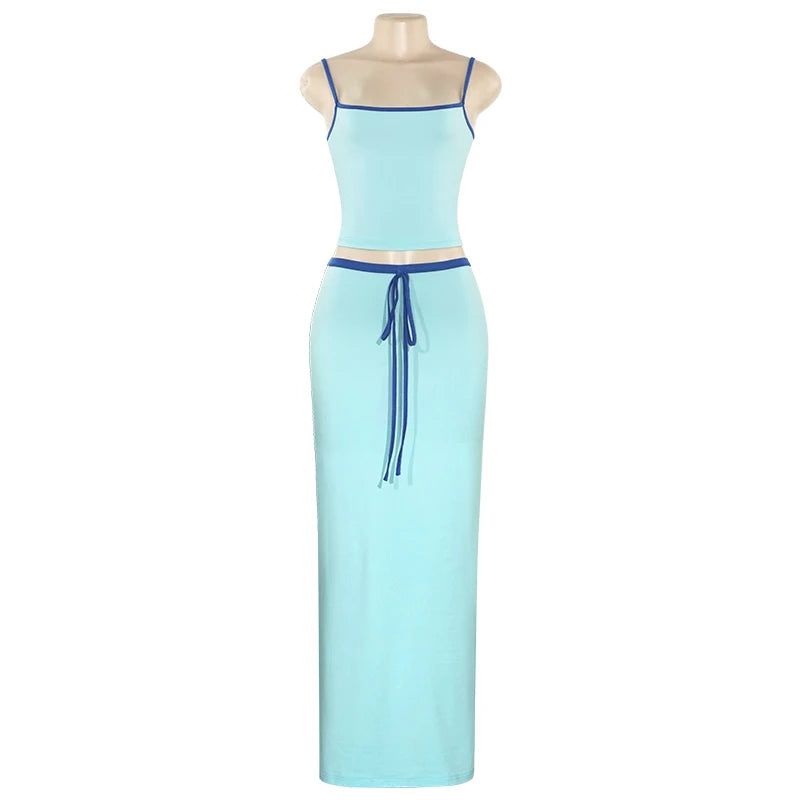 Two Piece Maxi Set – Casual Chic Crop Top and Skirt Set for Women 5