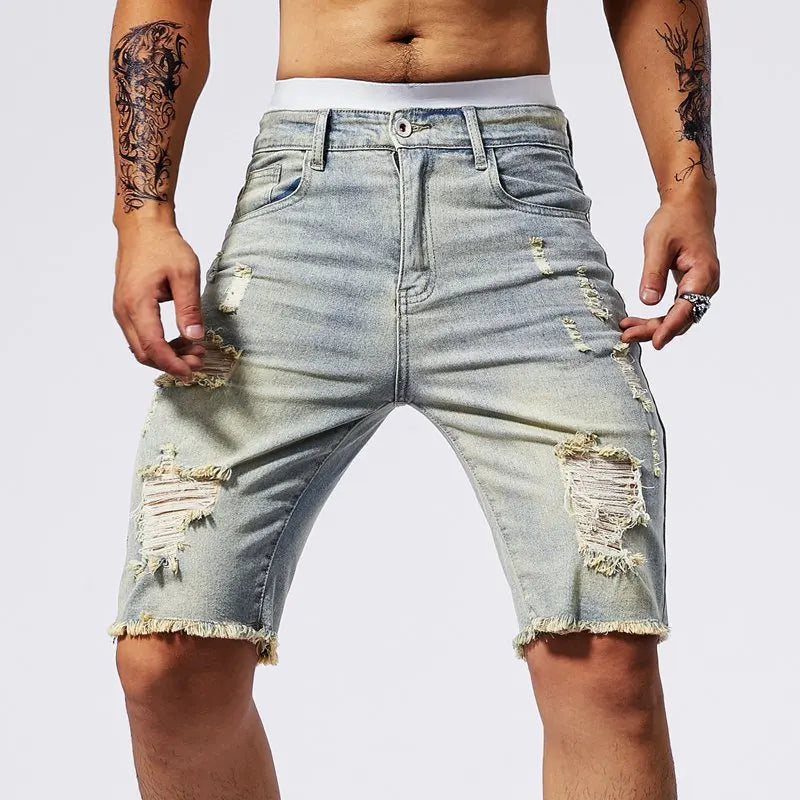 Urban Ripped Denim Shorts – Stylish Stretch Fit for Summer Adventures 0