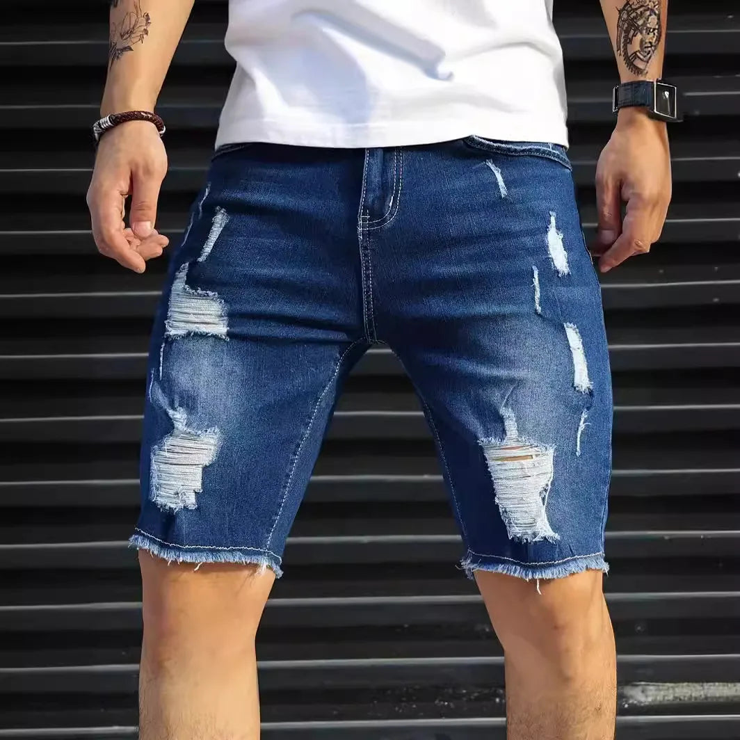 Urban Ripped Denim Shorts – Stylish Stretch Fit for Summer Adventures 1