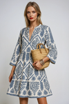 V-Neck Boho Pattern Midi Dress 0