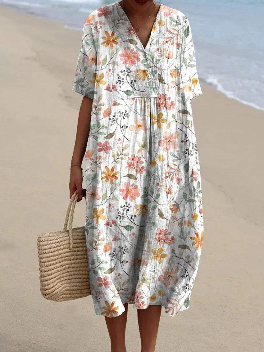 V-Neck Floral Summer Midi Dress 5