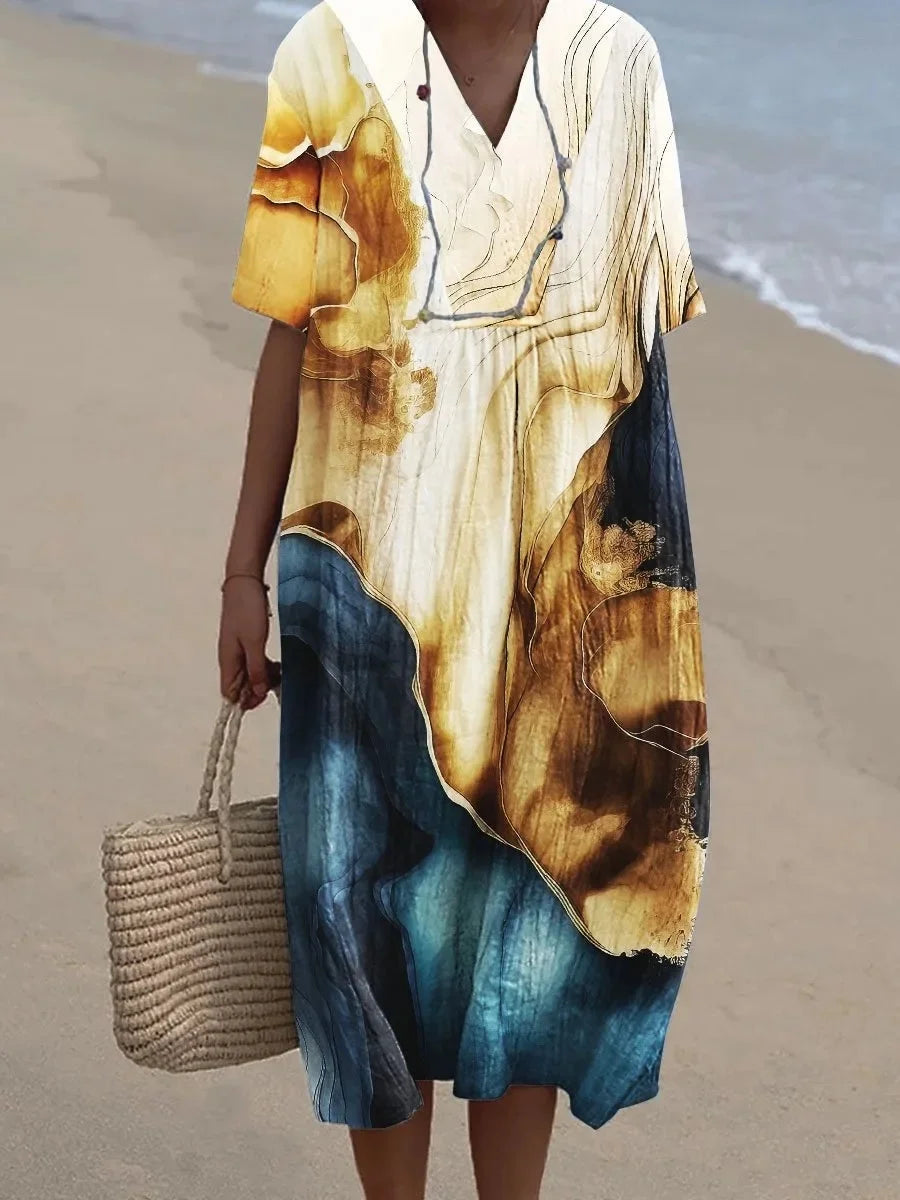 V-Neck Floral Summer Midi Dress 7