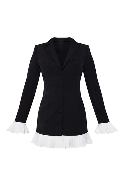 V-Neck Pleated Classy Mini Dress with Button Front Closure 6