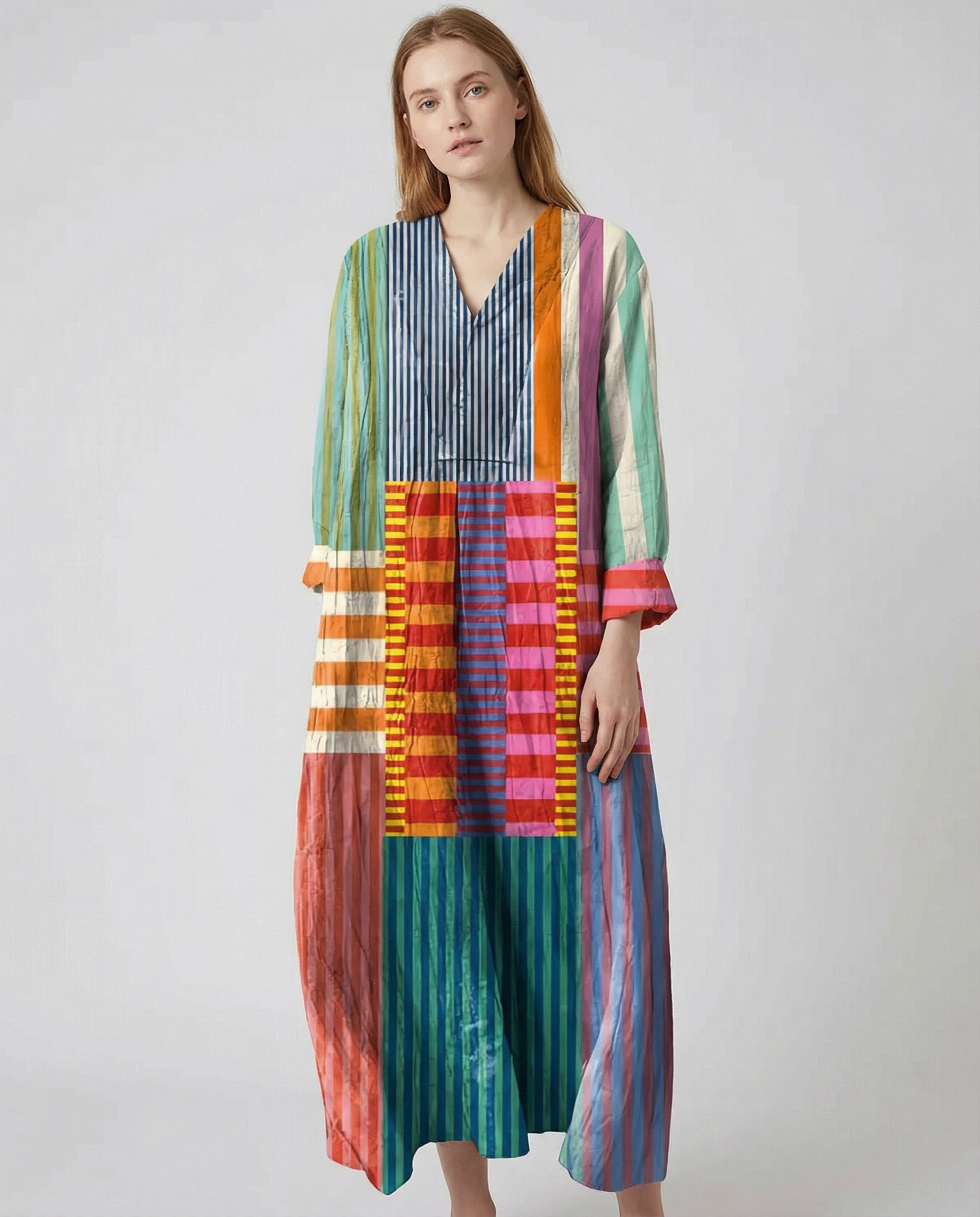 V-Neck Shirt Dress – Elegant Casual Style for Spring & Autumn 2