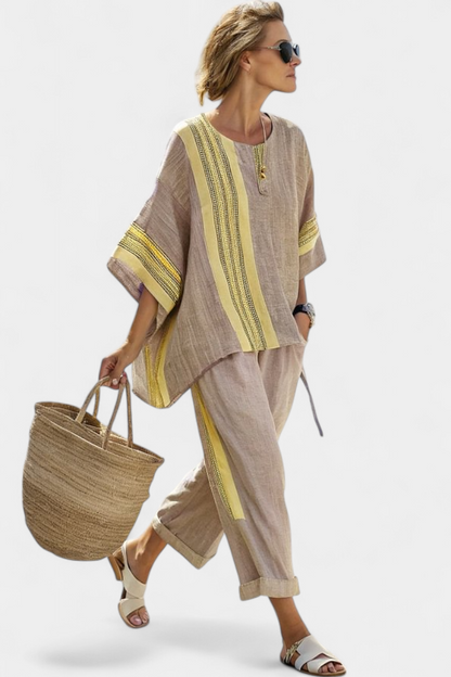 Via | Women's Two-Piece Set Oversized Top & Tapered Pants 2