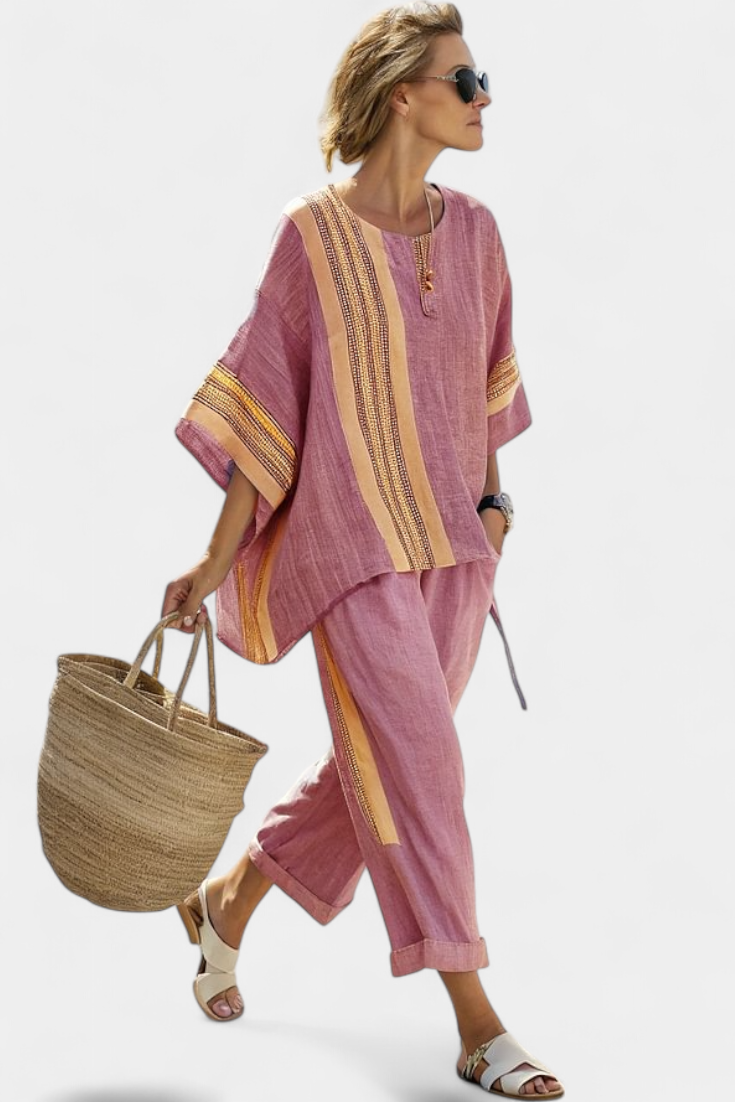 Via | Women's Two-Piece Set Oversized Top & Tapered Pants 3