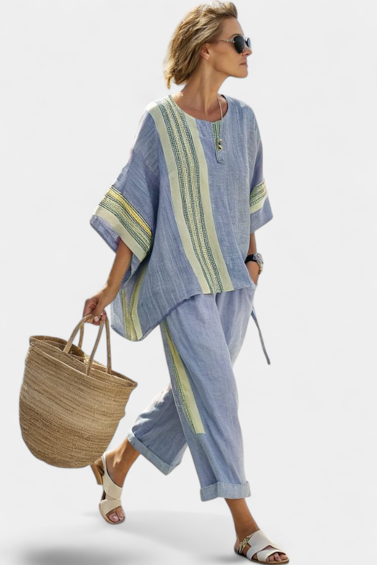 Via | Women's Two-Piece Set Oversized Top & Tapered Pants 4