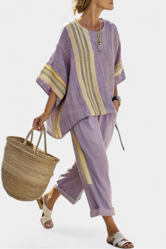 Via | Women's Two-Piece Set Oversized Top & Tapered Pants 5