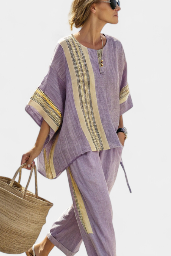 Via | Women's Two-Piece Set Oversized Top & Tapered Pants 6