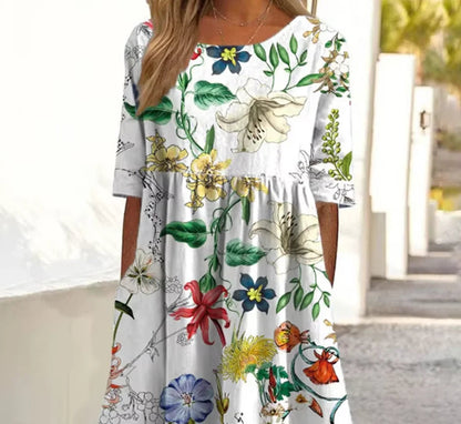 Vibrant Printed Summer Dress – Casual Mid-Calf A-Line for Everyday Elegance 2