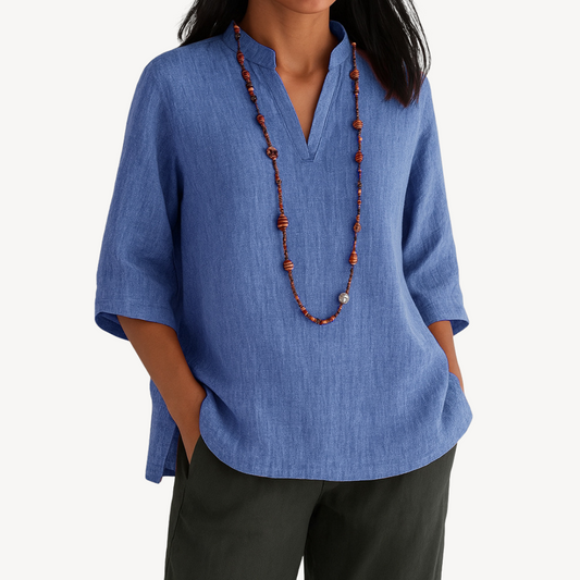 Victoria | Relaxed Linen Tunic Top with Minimalist Design - Lumina 0