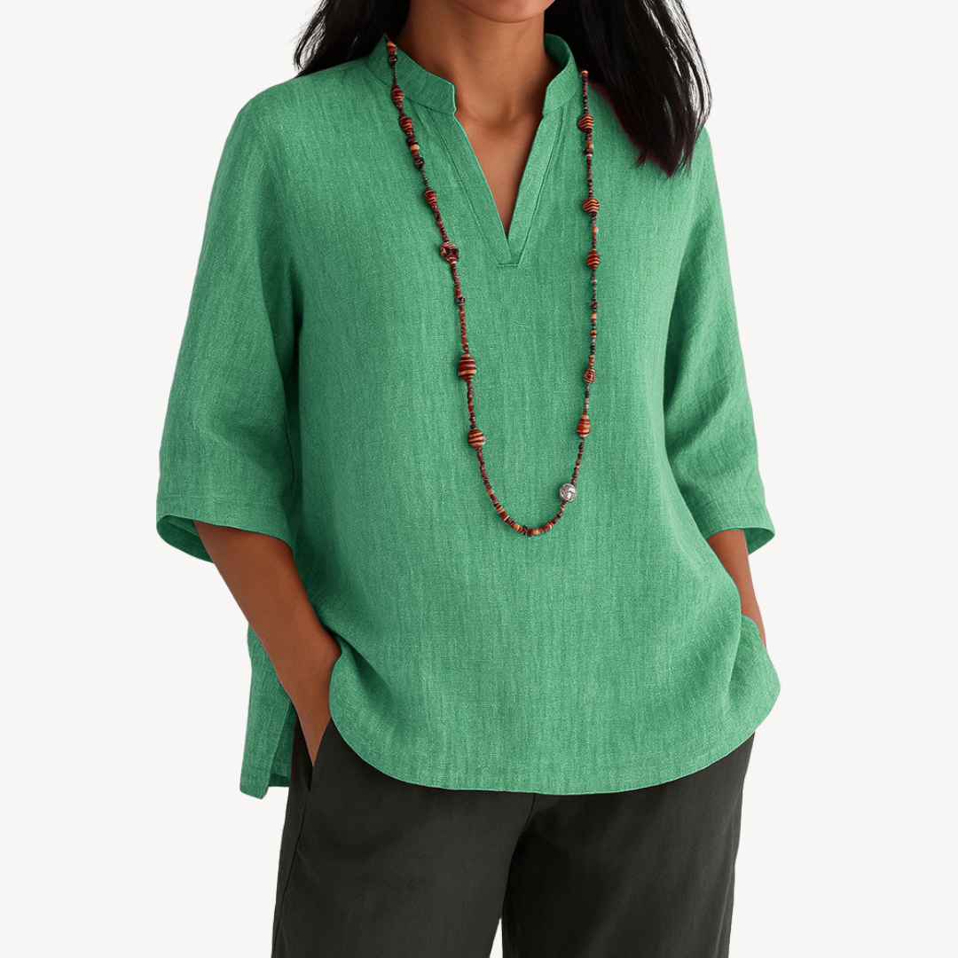 Victoria | Relaxed Linen Tunic Top with Minimalist Design - Lumina 2