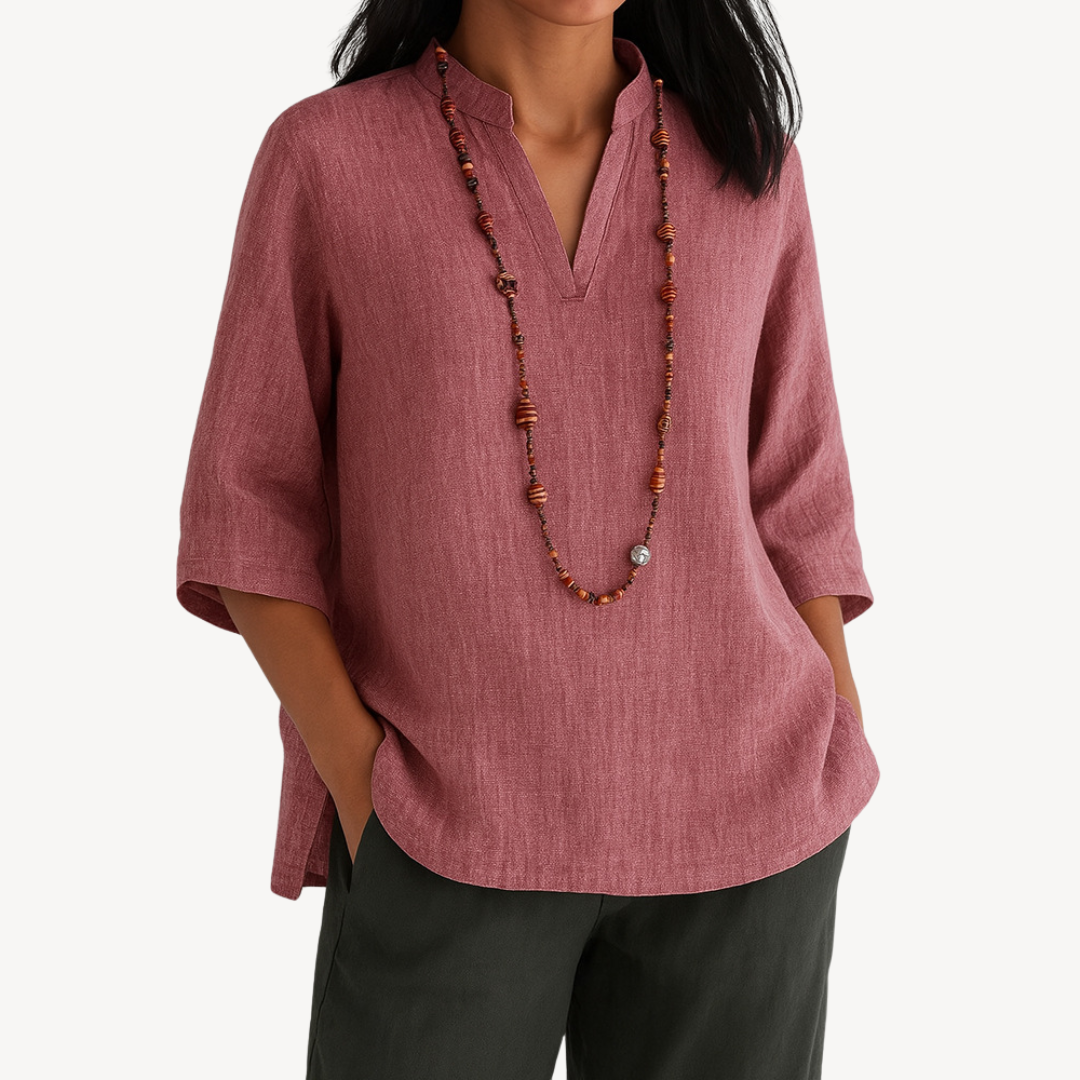 Victoria | Relaxed Linen Tunic Top with Minimalist Design - Lumina 3