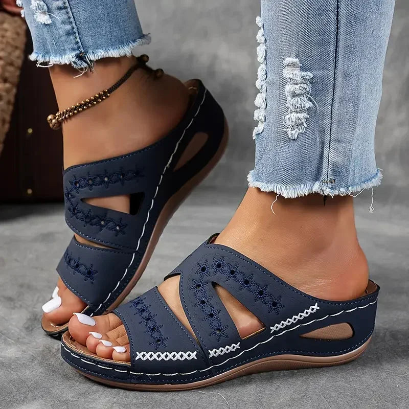Vintage Charm Wedge Sandals – Stylish Open Toe Comfort Footwear 3