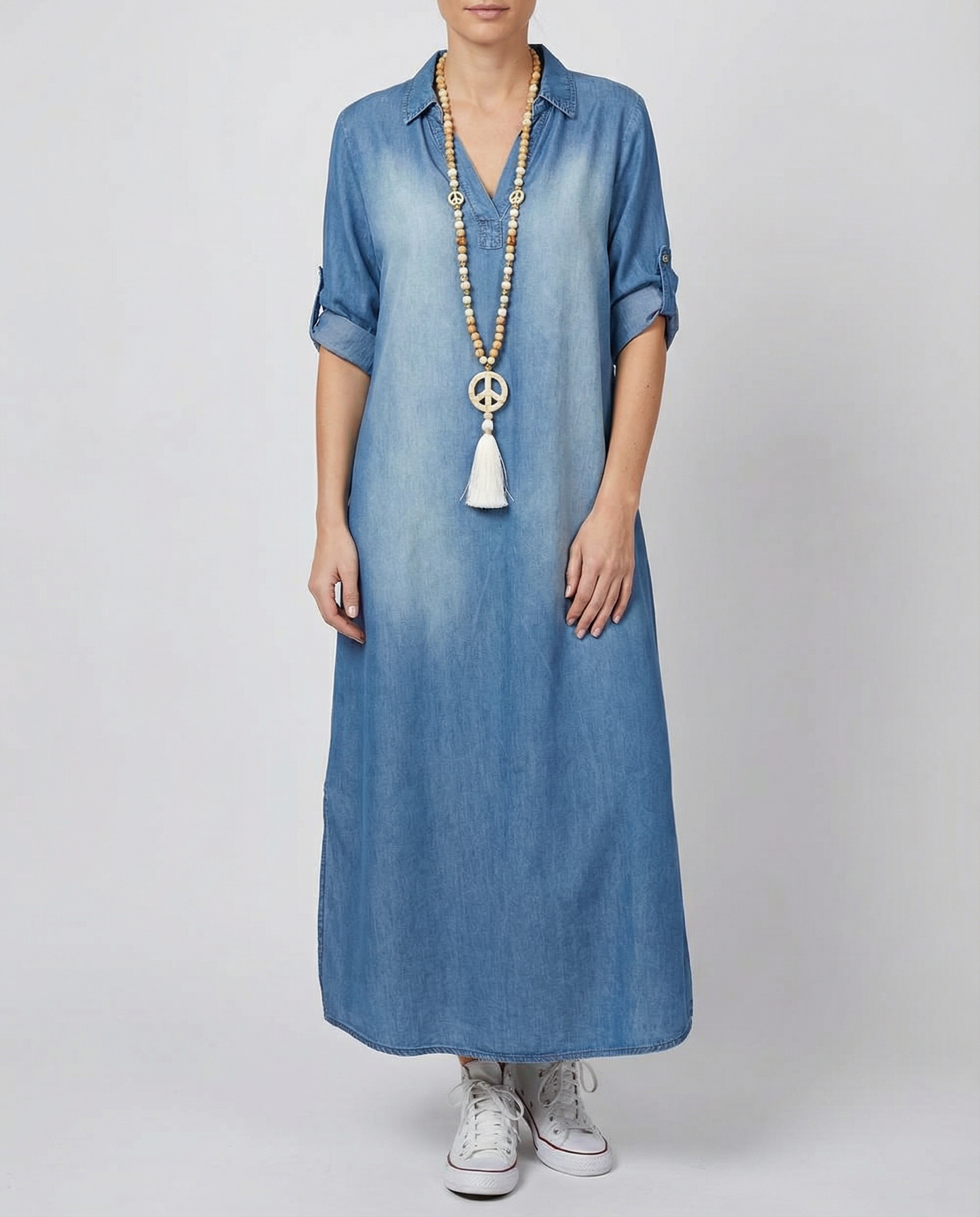 Vintage Denim Dress – Relaxed Fit with Modern Side Slits for Effortless Summer Style 3