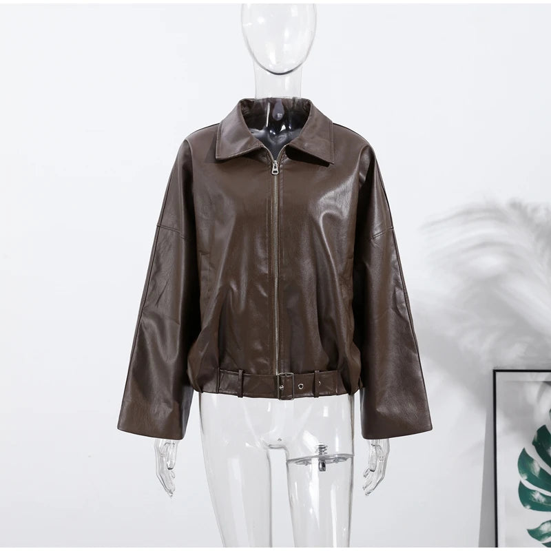 Vintage Faux Leather Bomber Jacket 0