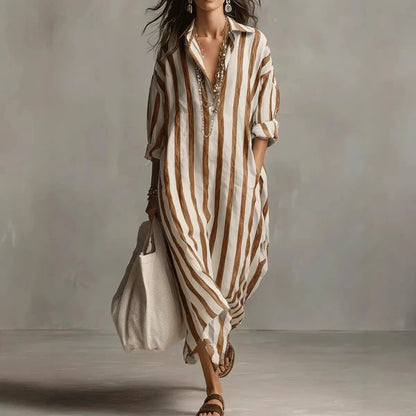 Vintage Print Maxi Dress – Elegant Breathable Linen for Summer Outings 4
