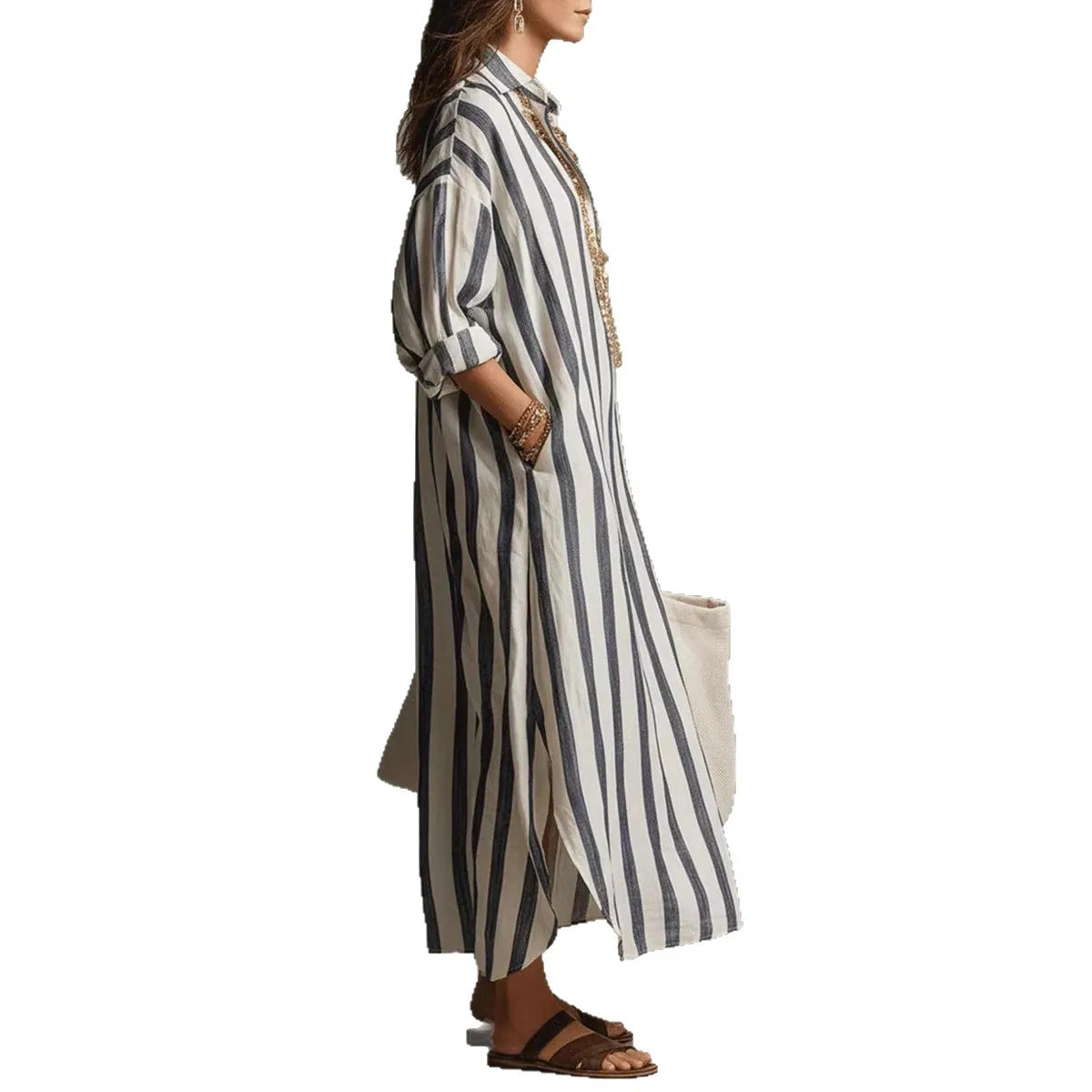Vintage Print Maxi Dress – Elegant Breathable Linen for Summer Outings 5