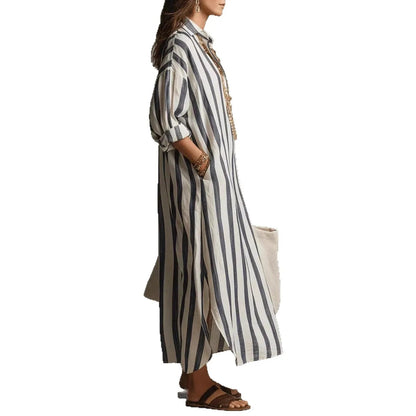 Vintage Print Maxi Dress – Elegant Breathable Linen for Summer Outings 5