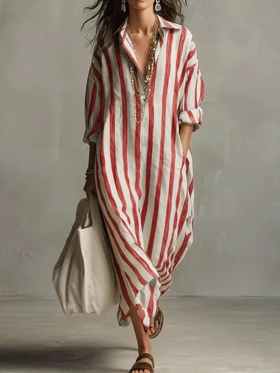 Vintage Print Maxi Dress – Elegant Breathable Linen for Summer Outings 6