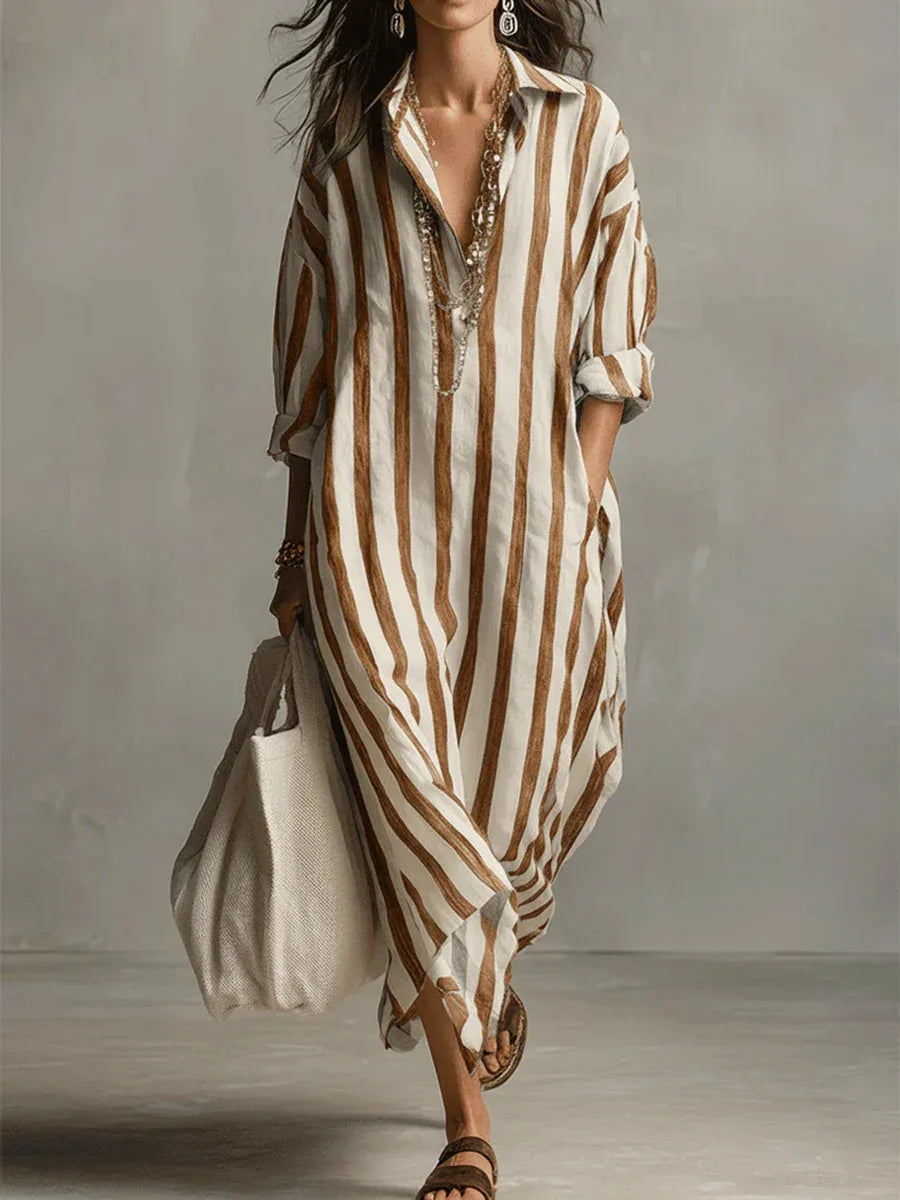 Vintage Print Maxi Dress – Elegant Breathable Linen for Summer Outings 7