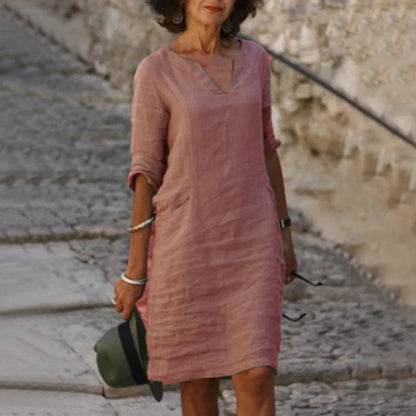 Vintage Women's Mini Dress – Comfortable V-Neck Summer Style 1