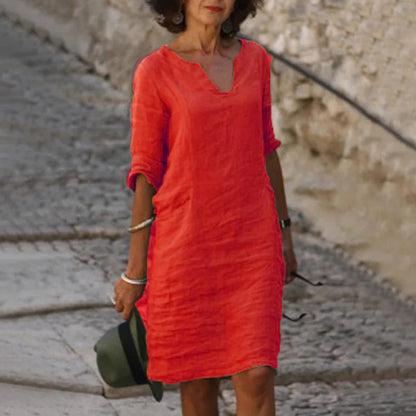 Vintage Women's Mini Dress – Comfortable V-Neck Summer Style 3
