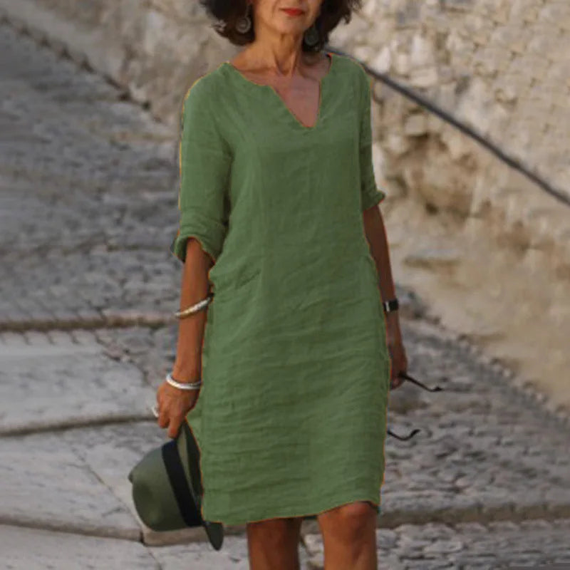 Vintage Women's Mini Dress – Comfortable V-Neck Summer Style 4