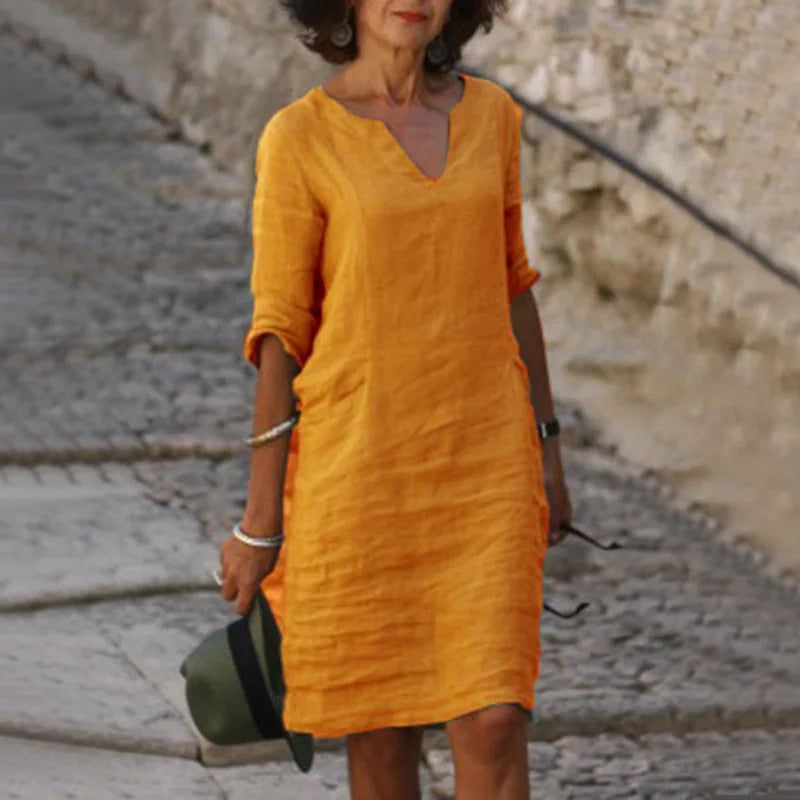 Vintage Women's Mini Dress – Comfortable V-Neck Summer Style 6