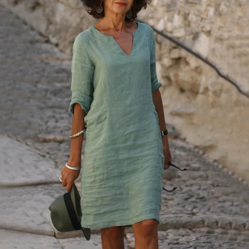 Vintage Women's Mini Dress – Comfortable V-Neck Summer Style 7