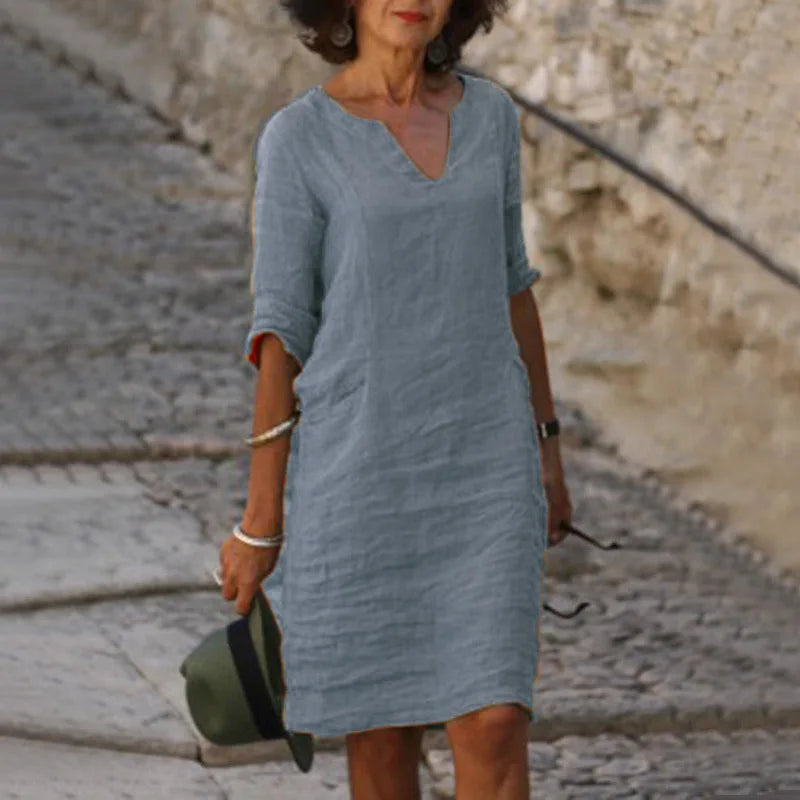 Vintage Women's Mini Dress – Comfortable V-Neck Summer Style 8