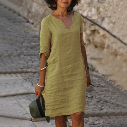 Vintage Women's Mini Dress – Comfortable V-Neck Summer Style 9