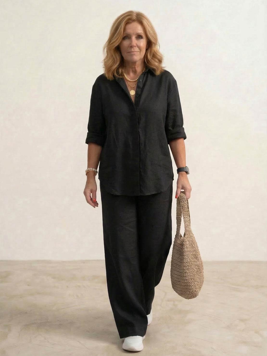 Vivian | Women's Casual Button-Down Shirt and Wide-Leg Pants Set 3
