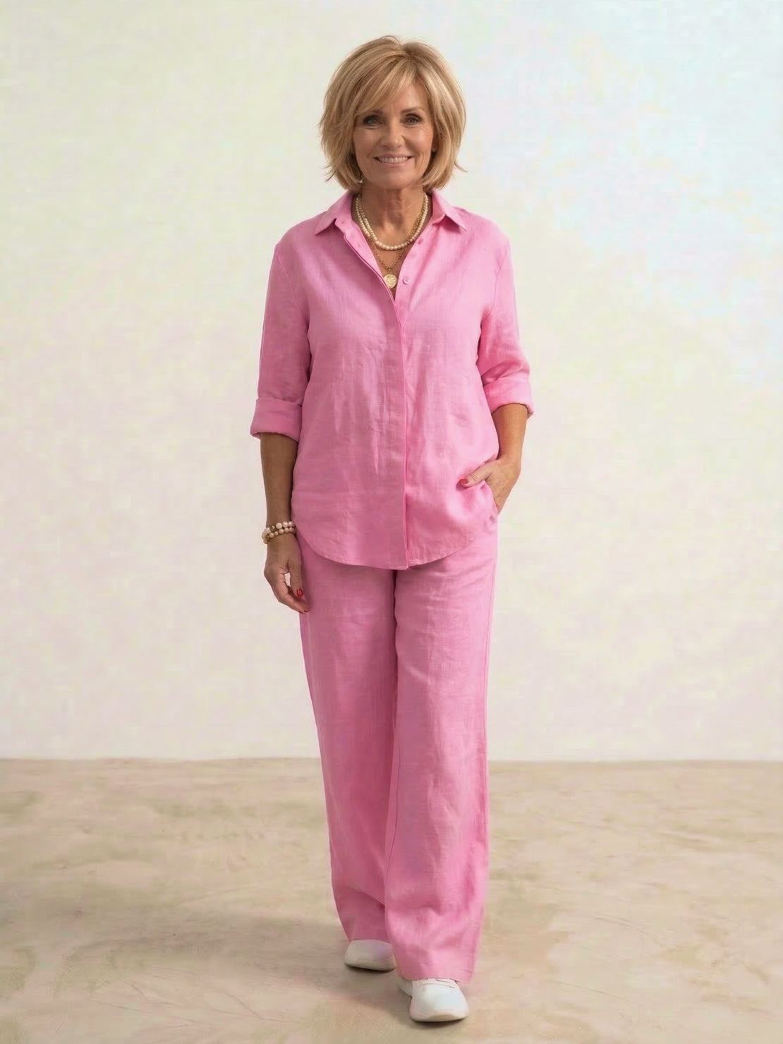 Vivian | Women's Casual Button-Down Shirt and Wide-Leg Pants Set 5