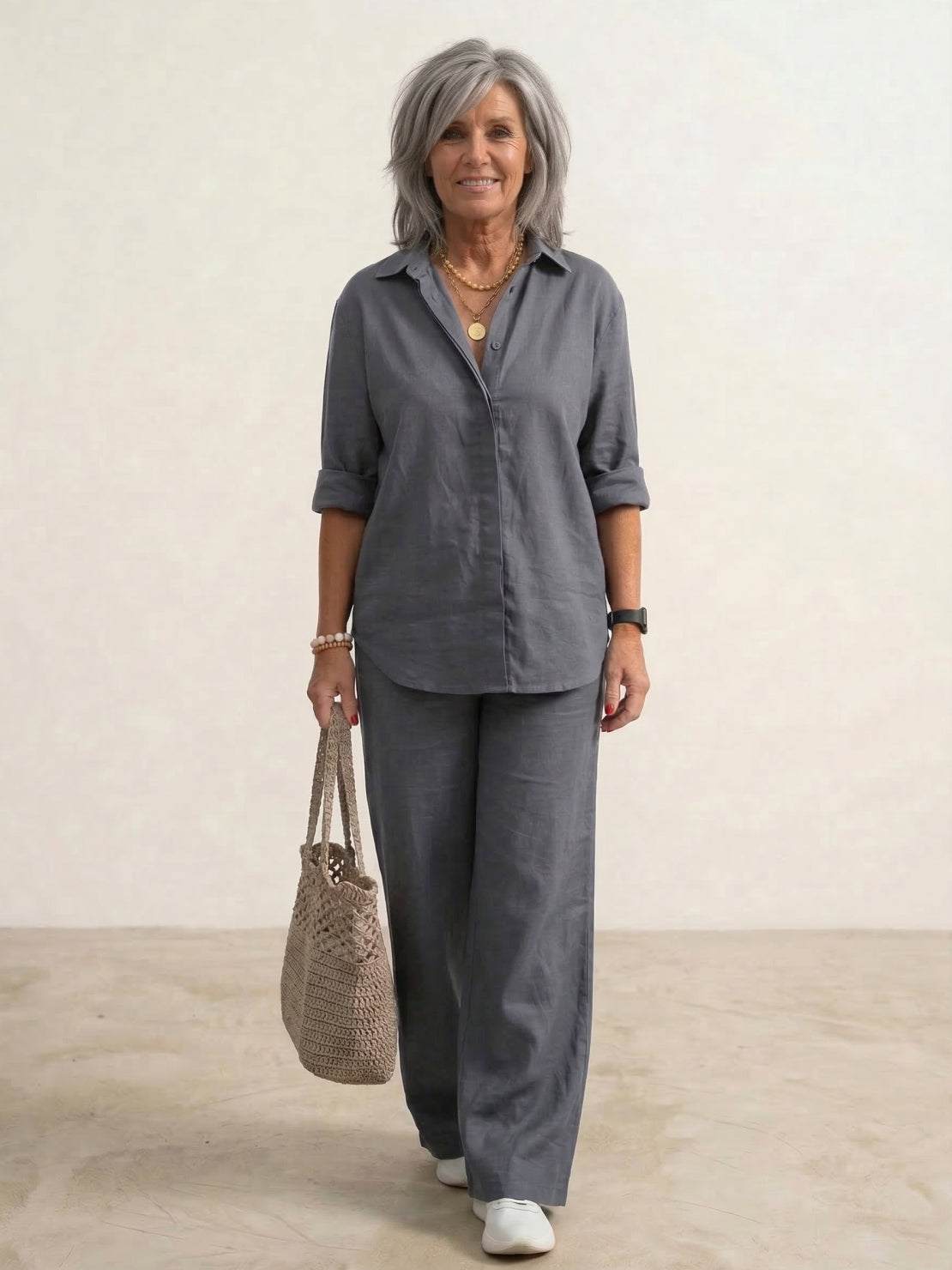 Vivian | Women's Casual Button-Down Shirt and Wide-Leg Pants Set 6