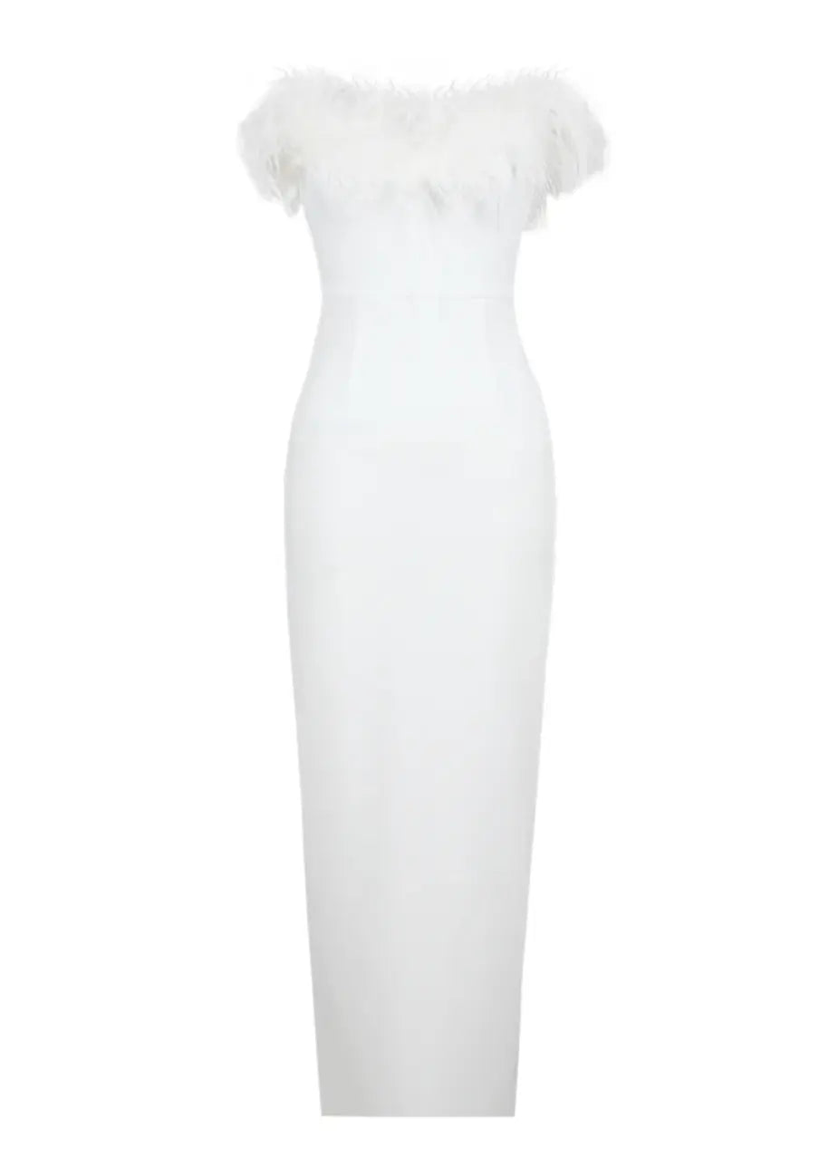White Evening Wedding guest Maxi dress 2