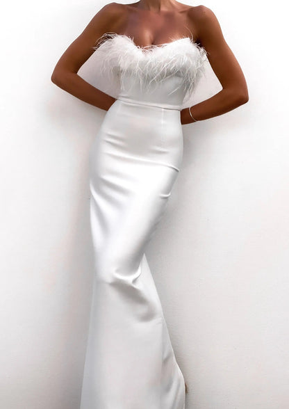 White Evening Wedding guest Maxi dress 3