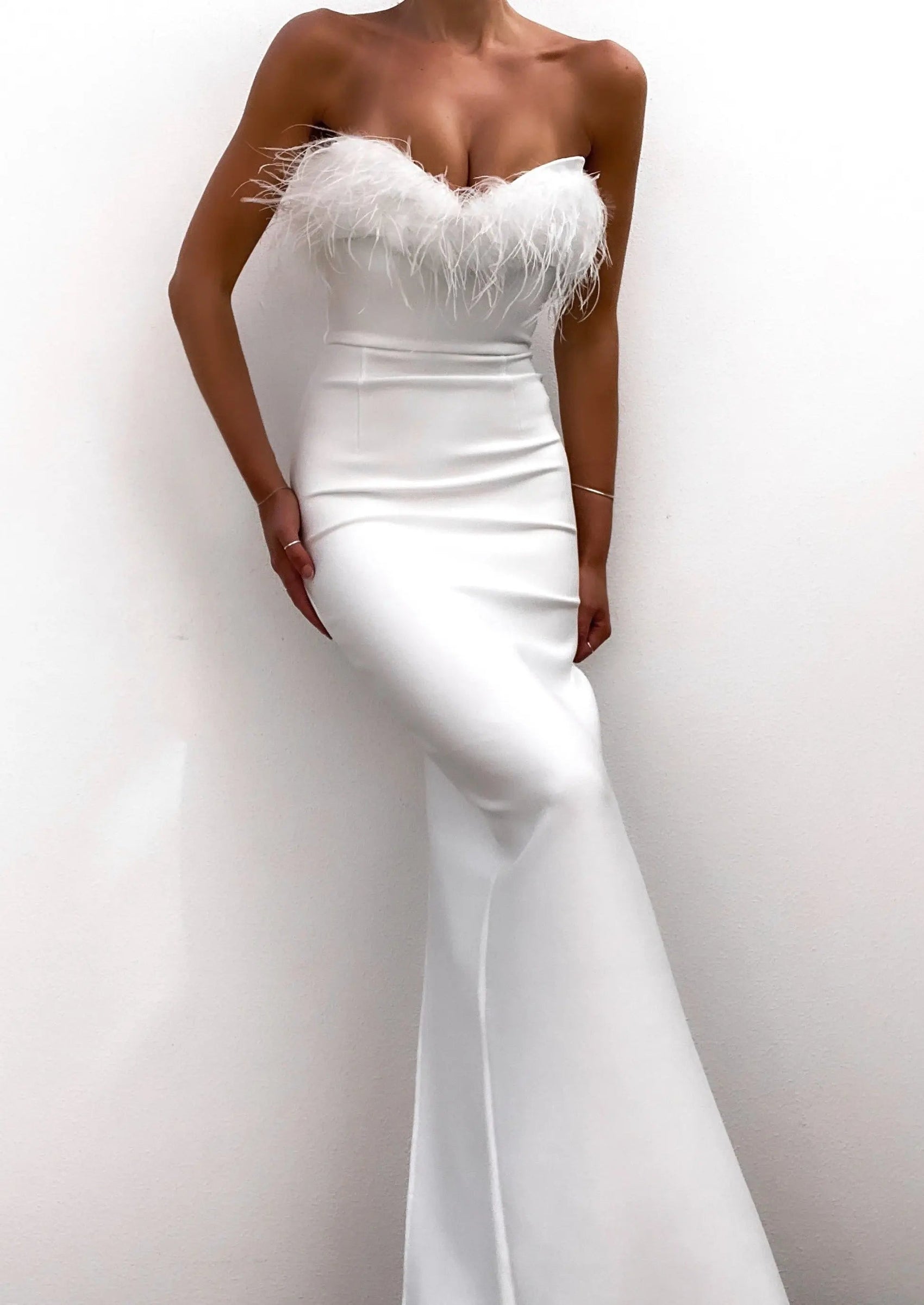 White Evening Wedding guest Maxi dress 5