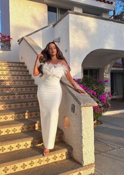 White Evening Wedding guest Maxi dress 7