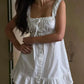 White Linen Button Front Mini Dress 0