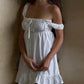 White Linen Button Front Mini Dress 1