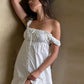 White Linen Button Front Mini Dress 2